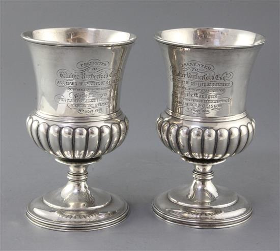 A pair of George III Scottish demi fluted silver goblets, by George McHattie, 20.5 oz.